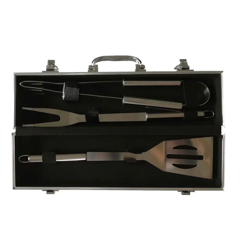 Stainless Steel BBQ Tools 3pcs Tools Set in Aluminum Case For Outdoor Barbecue