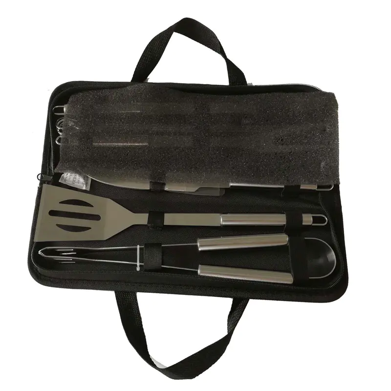 Stainless Steel Easily Carried 9pcs BBQ Tools Set with Oxford Bag