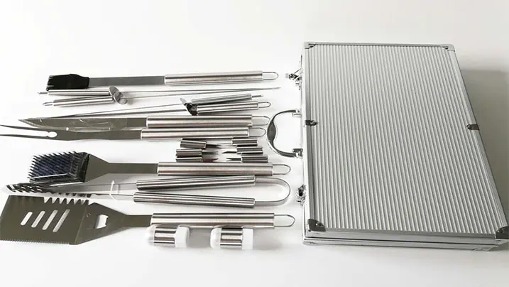 18pcs Stainless Steel BBQ Tools Set with Aluminum Case