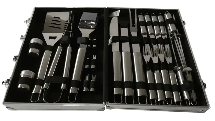26pcs Stainless Steel BBQ Tools Set with Aluminum Case