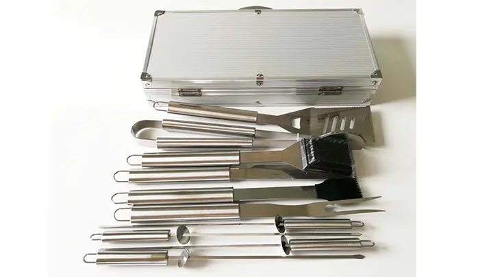 10pcs Stainless Steel BBQ Tools Set with Aluminum Case