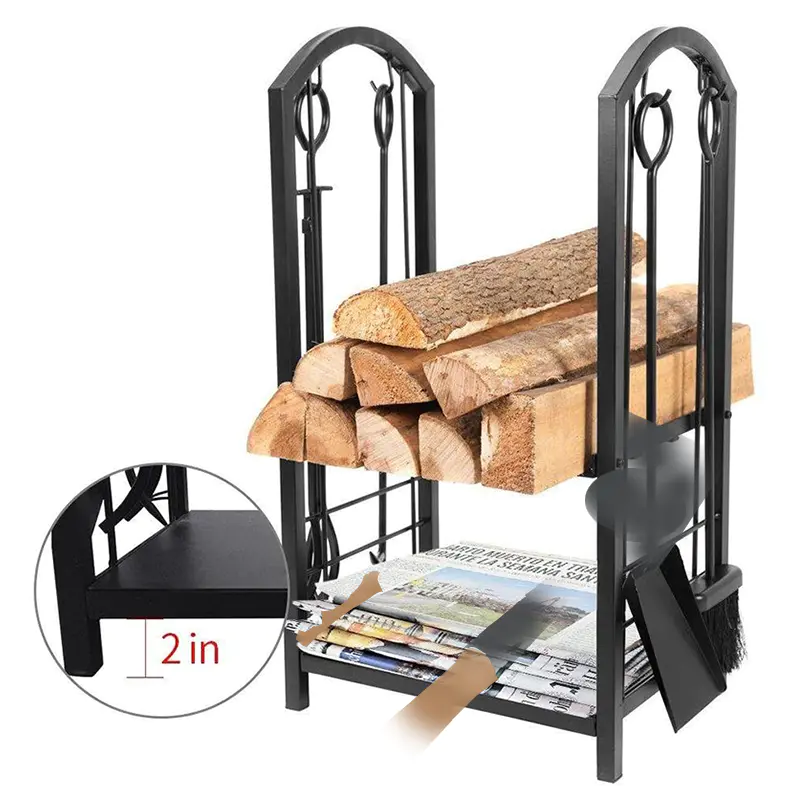 Firewood Log Rack Fireplace Tool Sets Indoor Outdoor Fireplace Log Carriers Holders - FT022