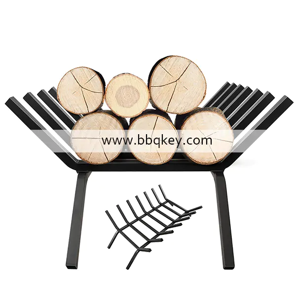Indoor Outdoor Round Iron Metal Fire Logs Fireplace Firewood Rack Log Holder For Fireplace