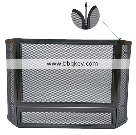 3 Panel Metal Fireplace Fireside Stand Screen Cover Guard Fireplace Screen For Flame Prevention