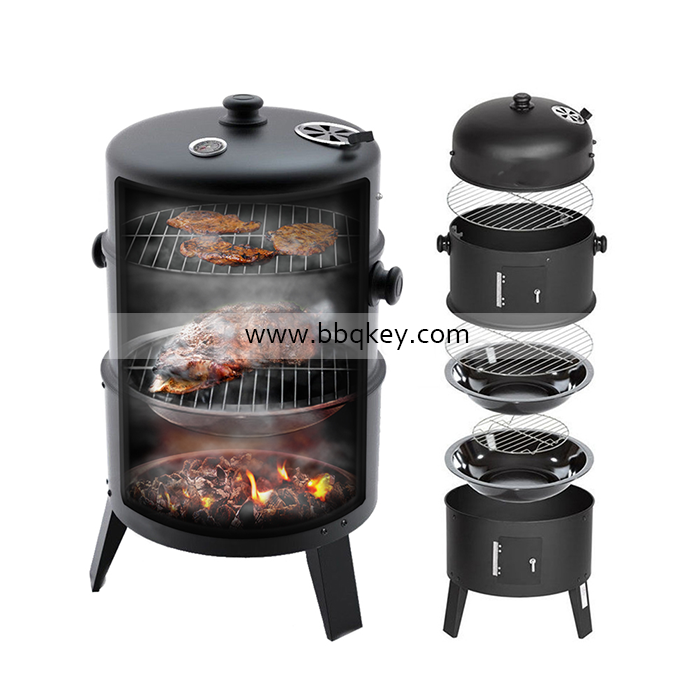 3 in 1 Smoker Grill BBQ 3 Layers 17 Inch BBQ Smoker Grill For Wholesales
