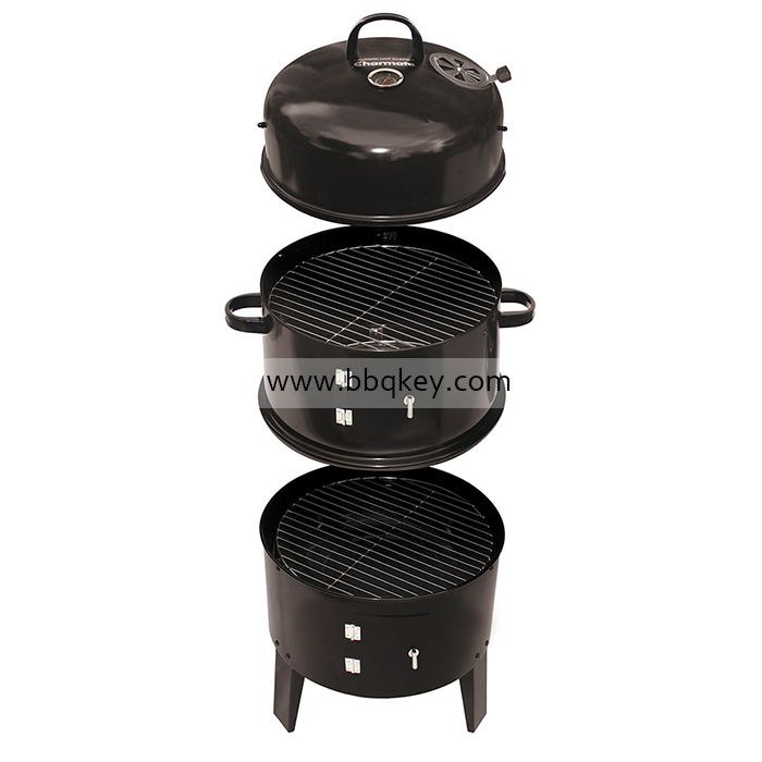 3 in 1 Smoker Grill BBQ 3 Layers 17 Inch BBQ Smoker Grill For Wholesales