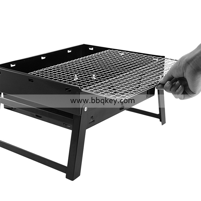 Black Stainless Steel Portable Folding Outdoor Household Charcoal BBQ Grill Factory Direct Supply