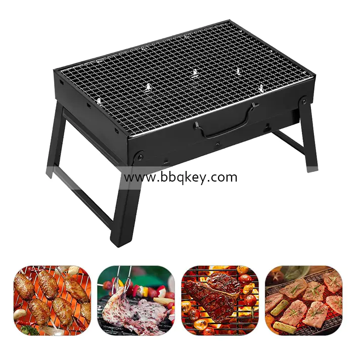 Black Stainless Steel Portable Folding Outdoor Household Charcoal BBQ Grill Factory Direct Supply