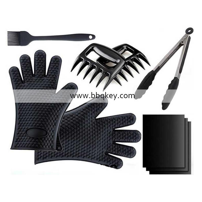 OEM Silicone Glove 9PCS BBQ Tool Set For Insulation, Baking BBQ Accessories