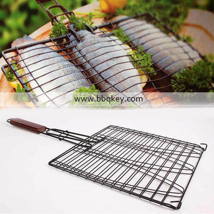 Wholesales Barbecue Grill Wire Non-Stick Stainless Steel Folding BBQ Grill Rack with Removable Handle