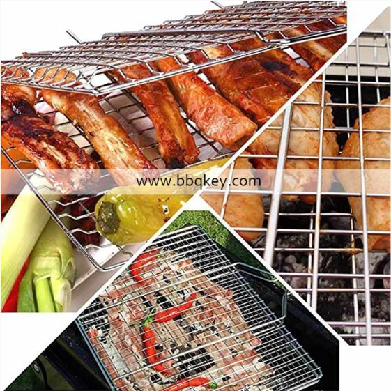 Professional Portable Burger Grill Basket Stainless Steel Foldable Grilling Basket For Wholesale