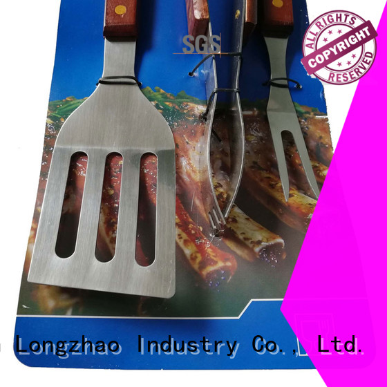 3PCS Wooden Handle BBQ Tools Set with Cardboard-3% Off For Bulk Order