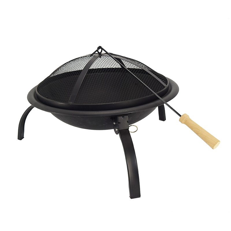 round metal patio fire pit grill trolley for outdoor cooking Longzhao BBQ-7