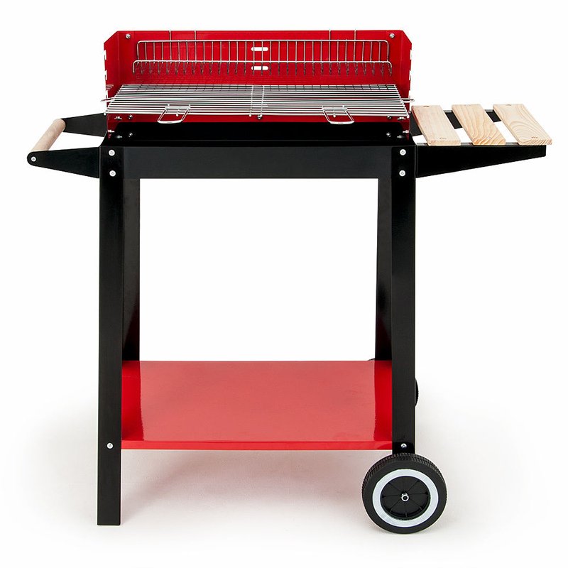 Longzhao BBQ Red Rectangular Charcoal Patio BBQ Grill With Side Table Charcoal BBQ Grill image7