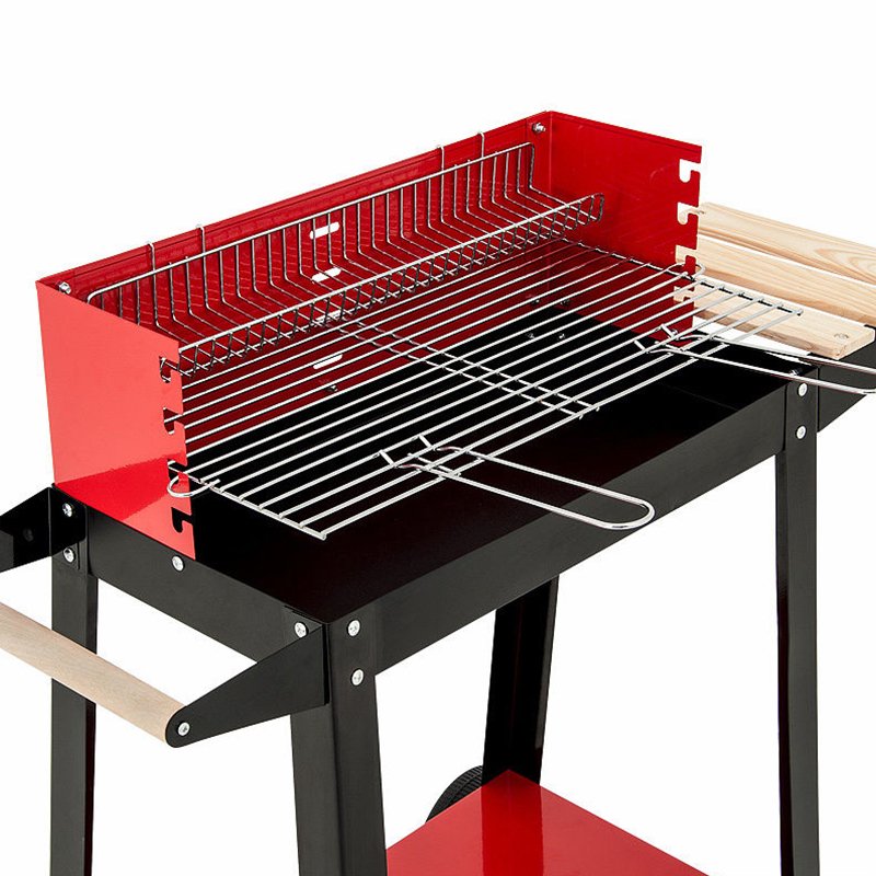 Longzhao BBQ Red Rectangular Charcoal Patio BBQ Grill With Side Table Charcoal BBQ Grill image7