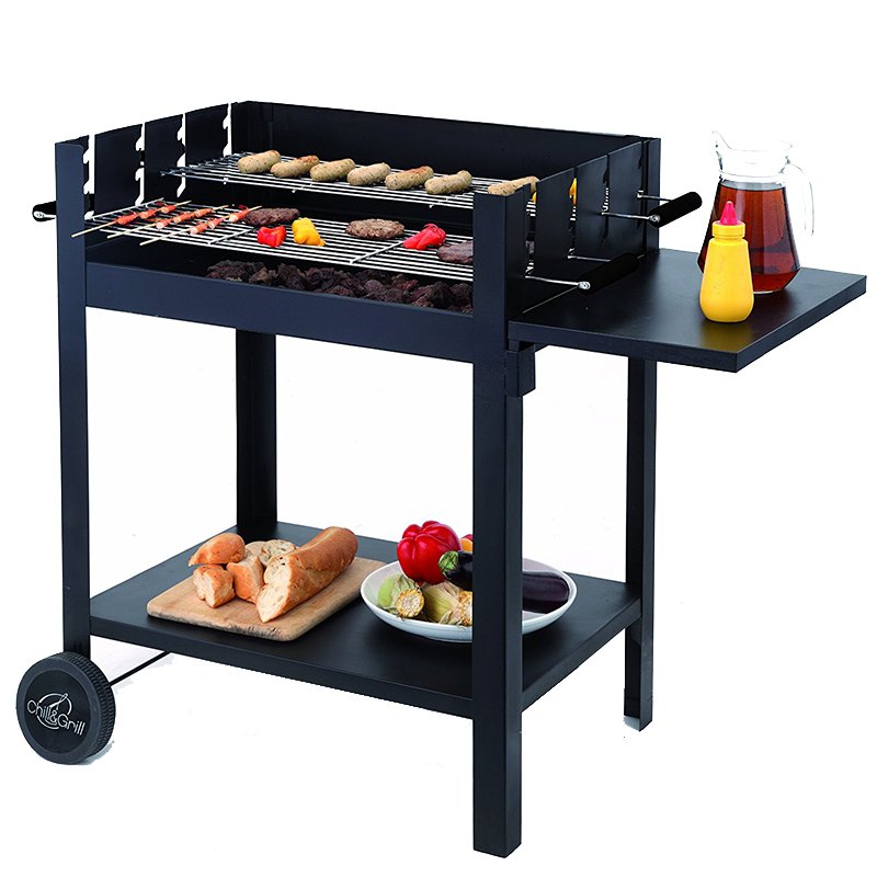 Trolley Charcoal BBQ Grill Garden Heating Smoker