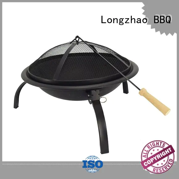 round metal patio fire pit grill trolley for outdoor cooking Longzhao BBQ